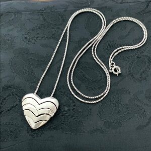 Silver Toned 5 Part Heart Necklace